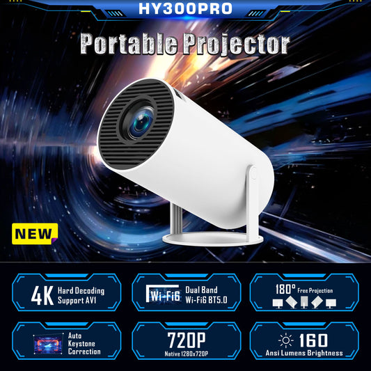 Proyector Smart TV Portátil HY300 Pro 4K con Android 11 y Wi-Fi 6