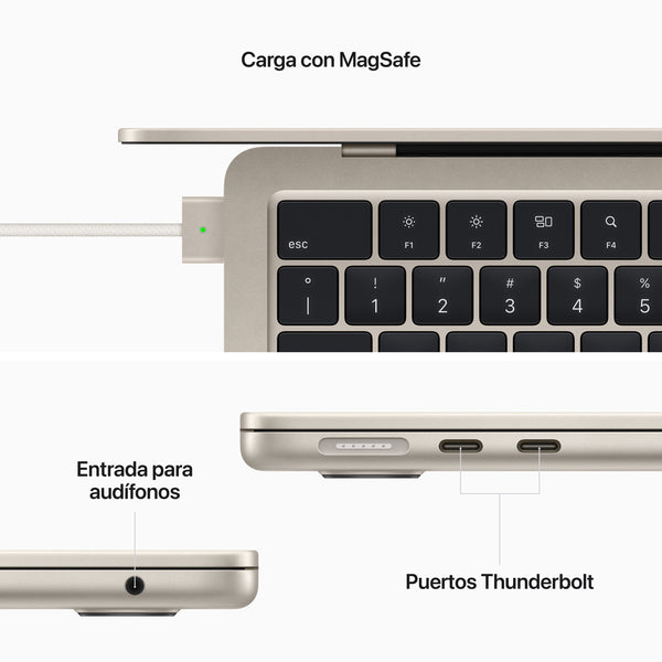 Apple MacBook Air M2 13" 2022 Reacondicionada | 8-Core CPU, 10-Core GPU, 8GB RAM, 512GB SSD (Starlight)