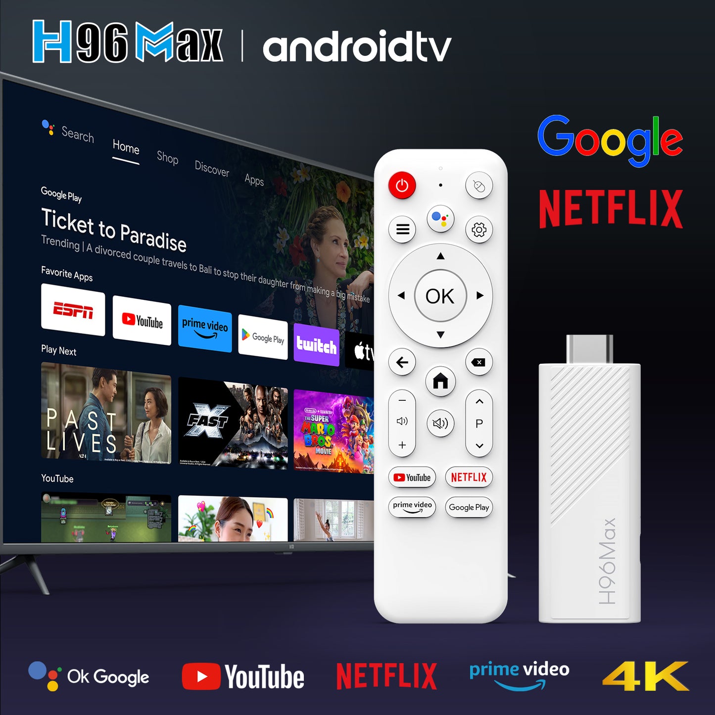 Dongle H96 MAX 4K Android 14 con Wi-Fi 6 – Convierte tu TV en Smart TV