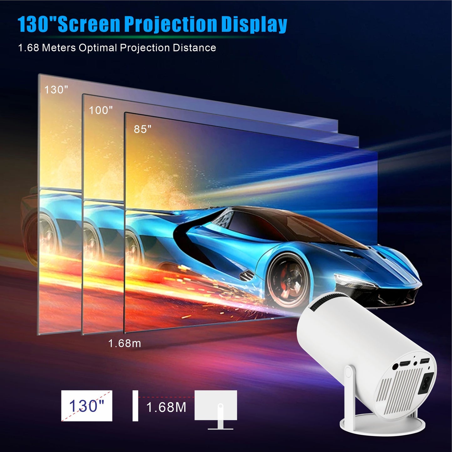 Proyector Smart TV Portátil HY300 Pro 4K con Android 11 y Wi-Fi 6